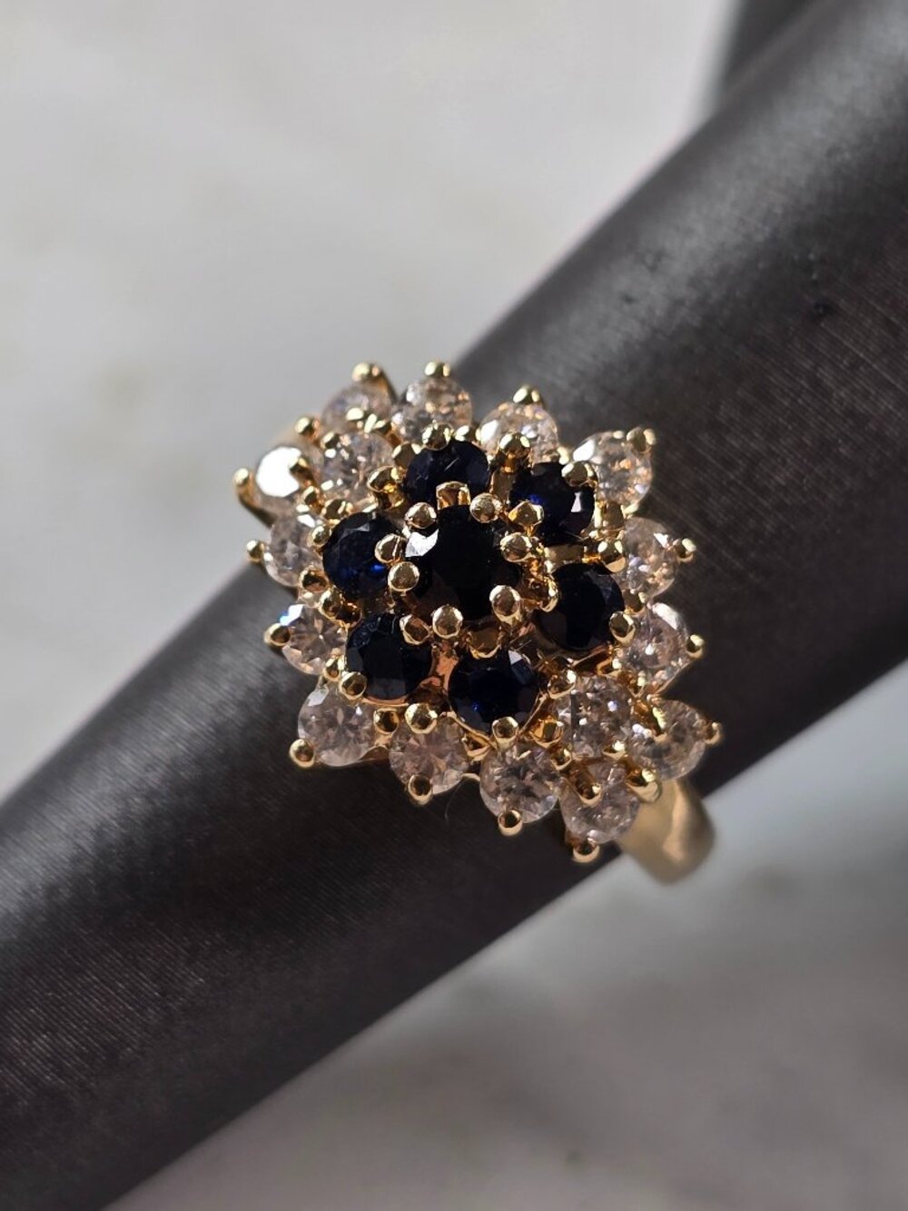 Womens Vintage Estate 14K Yellow Gold Sapphire & Diamond Ring 5.9g #E5736